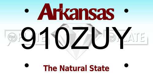 910ZUY Arkansas License Plate
