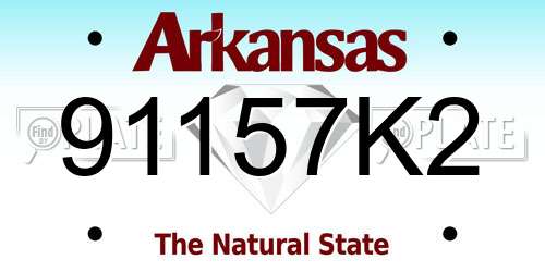 91157K2 Arkansas License Plate