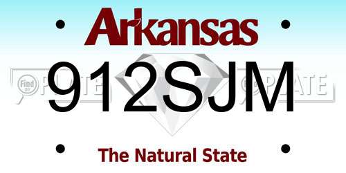 912SJM Arkansas License Plate