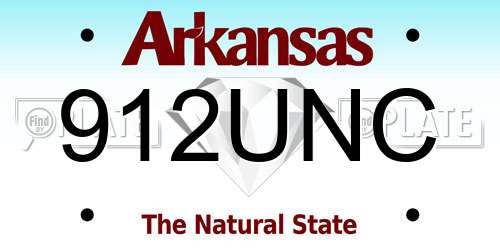 912UNC Arkansas License Plate