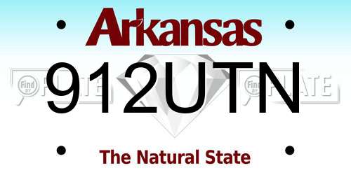 912UTN Arkansas License Plate
