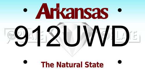 912UWD Arkansas License Plate