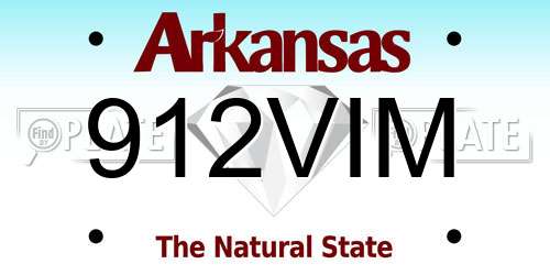 912VIM Arkansas License Plate