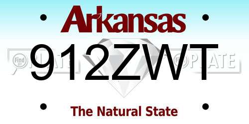 912ZWT Arkansas License Plate