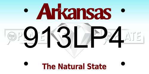 913LP4 Arkansas License Plate