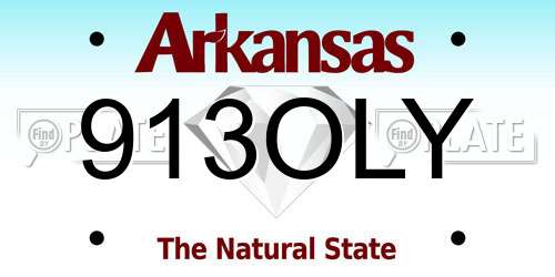 913OLY Arkansas License Plate