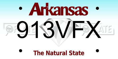 913VFX Arkansas License Plate