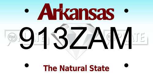 913ZAM Arkansas License Plate