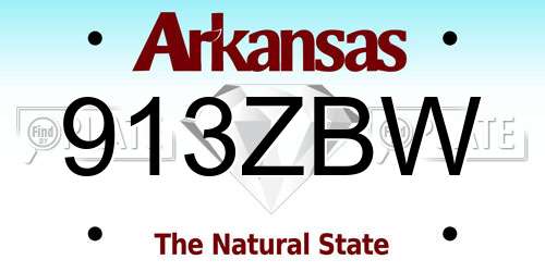913ZBW Arkansas License Plate