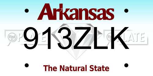 913ZLK Arkansas License Plate