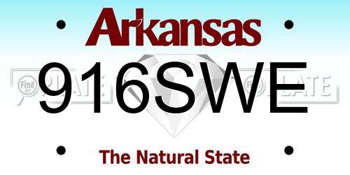 916SWE Arkansas License Plate