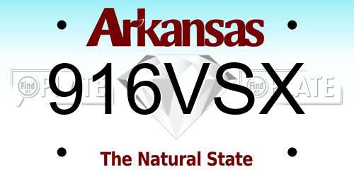 916VSX Arkansas License Plate