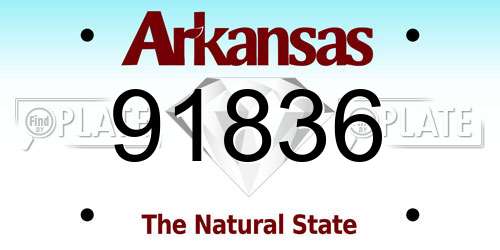 91836 Arkansas License Plate