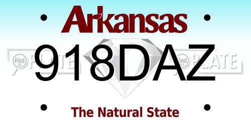 918DAZ Arkansas License Plate