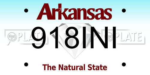 918INI Arkansas License Plate