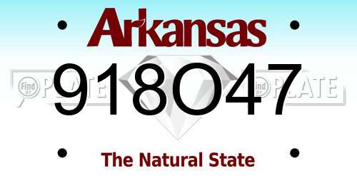 918O47 Arkansas License Plate