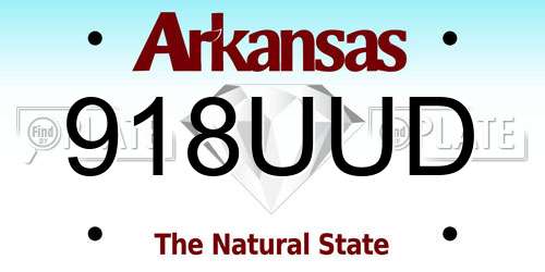 918UUD Arkansas License Plate