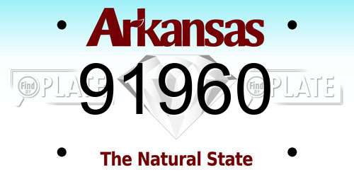 91960 Arkansas License Plate