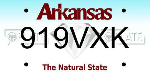 919VXK Arkansas License Plate