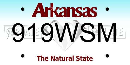 919WSM Arkansas License Plate