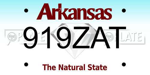 919ZAT Arkansas License Plate