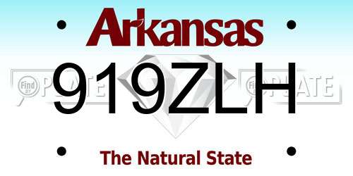 919ZLH Arkansas License Plate