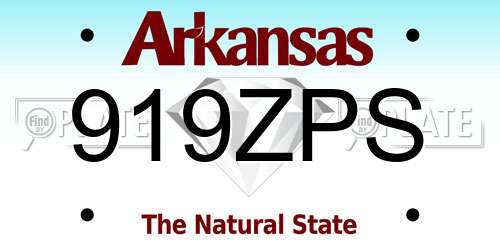919ZPS Arkansas License Plate