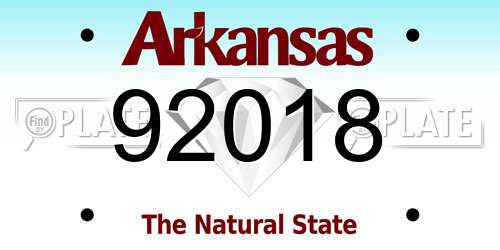 92018 Arkansas License Plate