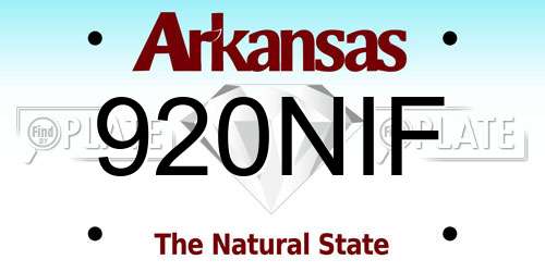 920NIF Arkansas License Plate