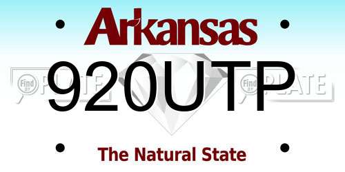 920UTP Arkansas License Plate