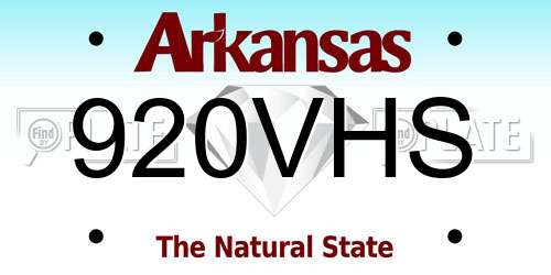 920VHS Arkansas License Plate