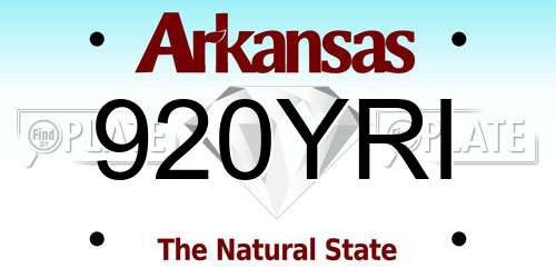 920YRI Arkansas License Plate