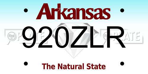 920ZLR Arkansas License Plate