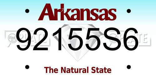 92155S6 Arkansas License Plate