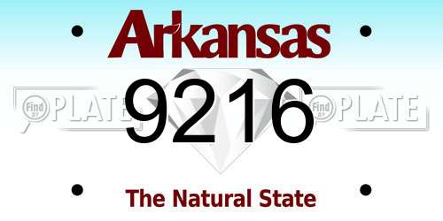 9216 Arkansas License Plate
