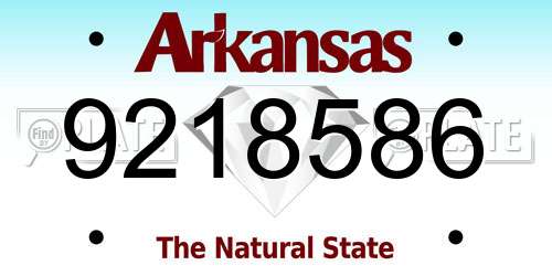 9218586 Arkansas License Plate