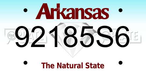 92185S6 Arkansas License Plate