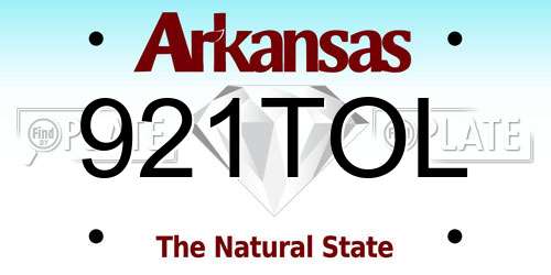 921TOL Arkansas License Plate