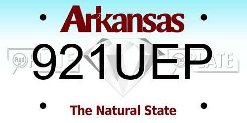 921UEP Arkansas License Plate