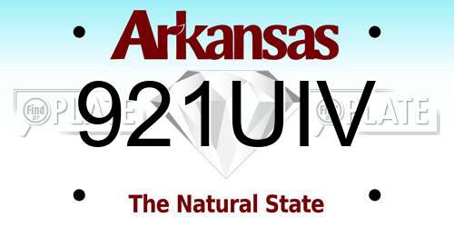 921UIV Arkansas License Plate