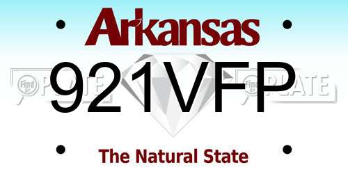 921VFP Arkansas License Plate