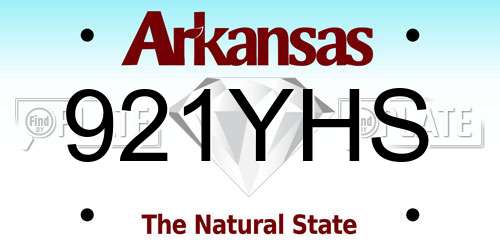921YHS Arkansas License Plate