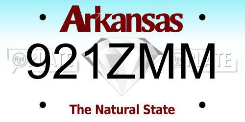 921ZMM Arkansas License Plate