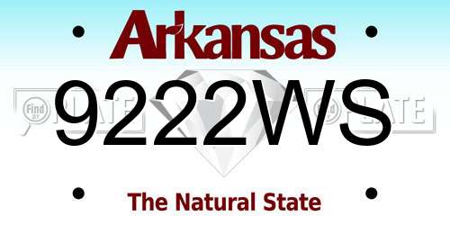 9222WS Arkansas License Plate