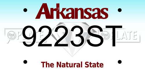 9223ST Arkansas License Plate
