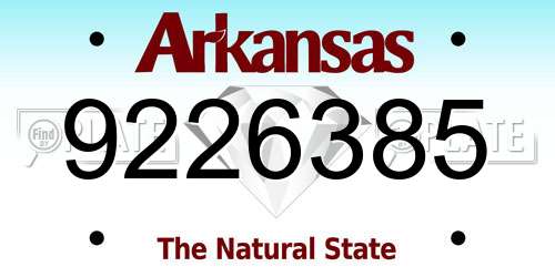 9226385 Arkansas License Plate