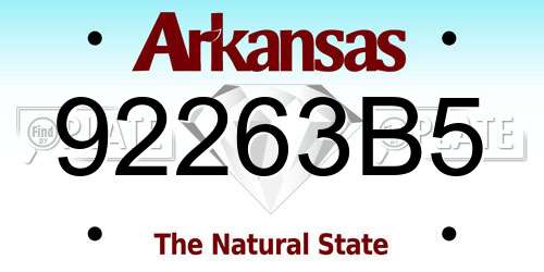 92263B5 Arkansas License Plate