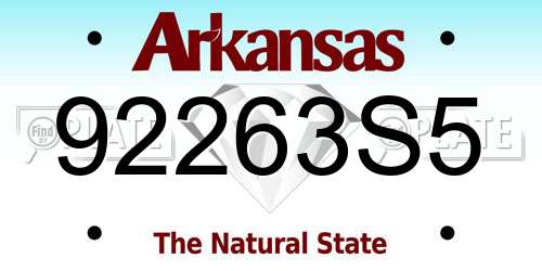 92263S5 Arkansas License Plate