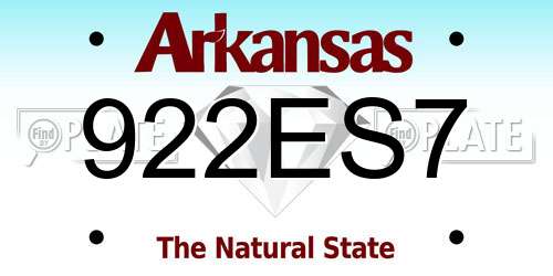 922ES7 Arkansas License Plate