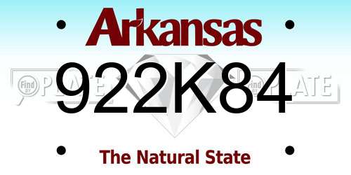 922K84 Arkansas License Plate
